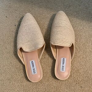 Steve Madden Beige Textured Mules